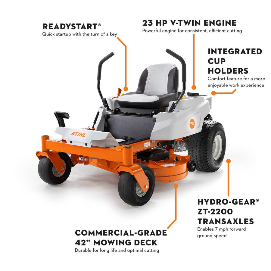 tondeuse à rayon de braquage zéro à essence stihl rz 142